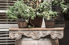 Distressed Tin Scroll Wall Shelf
