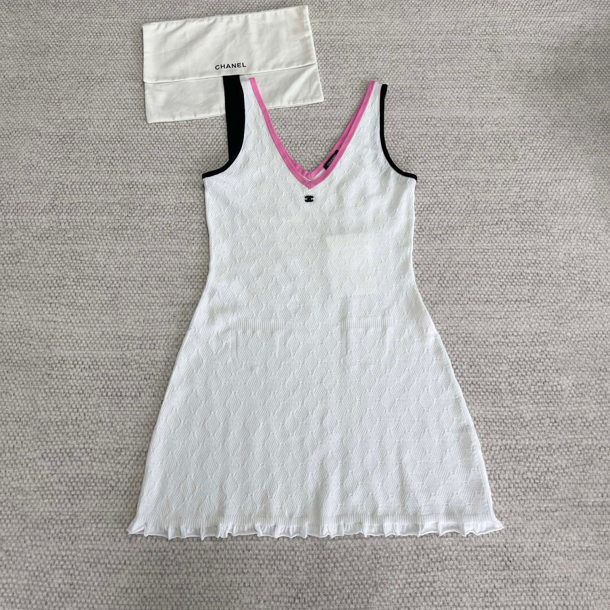 Chanel Women's Summer Solid Color V-Neck Waistband Sleeveless Halter Dresses #76243