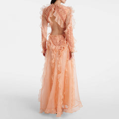 Zimmermann Women's Spring/Summer Fashion Casual Solid Color Knit Long Sleeve Dress Long Dress #78889