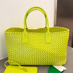 Bottega Veneta Women's Solid Color Sheepskin Woven Shopping Bag Shoulder Handbag Bag Bags #75333