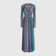 Missoni Women's Spring & Autumn Colorblocking V-Neck Knit Pullover Long Sleeve Dress Ngvp #1849