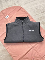 MiuMiu Men's And Women's Spring And Fall Suede Stand-up Collar Zipper Sleeveless Vest Jacket #73174
