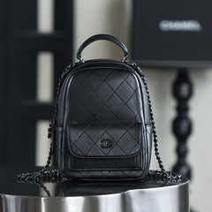 Chanel Women's Solid Color Chain Shoulder Strap Grained Cowhide Mini Backpack Bag Bags #77138