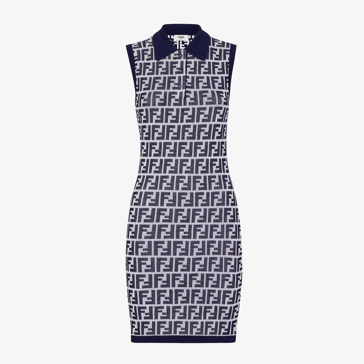 Fendi Women's Summer Blue Letter Printed Cotton Sleeveless Dresses #73433