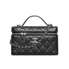 Chanel Women's Solid Color Rhinestone Star Logo Chain Calfskin Handbag Makeup Bag Bags #77689