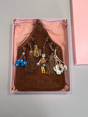 MiuMiu Women's Solid Color Hanging Decoration Suede Leather Large Handbag Bag Bags #77613