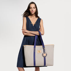 Louis Vuitton New 2026 Summer Collection Women's Escale Tote Bag Beige Waterproof Cotton Sailcloth Large Capacity Colour-blocked Fashionable Casual Beach Bag Bags M28503 #84297A