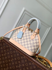 Louis Vuitton Women's Shell Bag Alma Bb White Damier Azur Checkered Pattern Stylish And Elegant Handbag And Crossbody Bag Spring/summer 2026 New Arrival N40902 Bags #196951