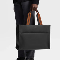 Zegna Men's Business Handheld Tote Bags Imported Leather Laptop Bag # 195386