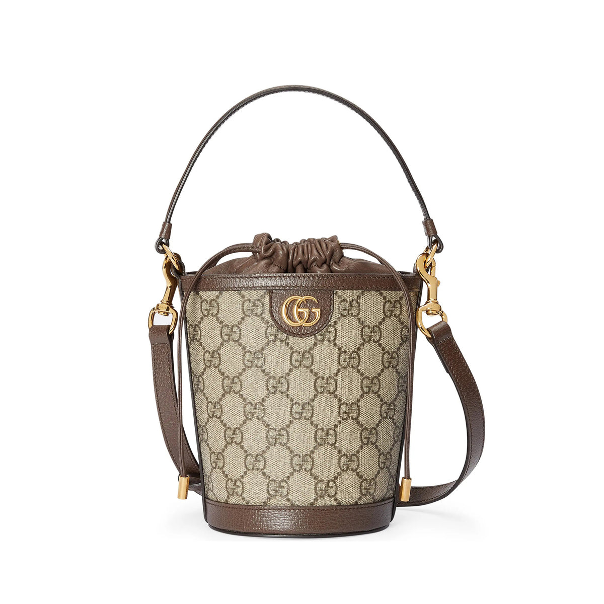Gucci Ophidia Women's Brown Adjustable Shoulder Strap Drawstring Closure Canvas Spell Leather Bucket Bag Single Shoulder Crossbody Handbag Bags #75549