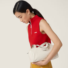 MiuMiu Women's Embroidered Knit Tank Top Vertical Stripes Soft Stretch Simple White Tank T-Shirt Vest #193208
