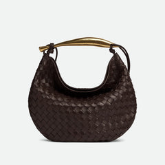 Bottega Veneta Women's Solid Color Woven Magnetic Clasp Closure Sheepskin Half Moon Bag Casual Sardine Tote Bags #75432