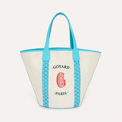 Goyard 2026 Limited Edition Belharra Mm Bag In Turquoise Limited-edition Two-tone Canvas Beach Bag Stylish Casual Shopping Bags #197457