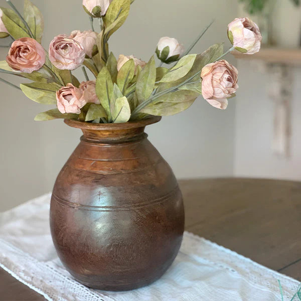 Found Wooden Oil Pot from India