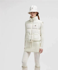 Moncler Women's Autumn and Winter Solid Color Embroidery Logo Zipper Drawstring Hem Puffer Down Vest Jacket #73235