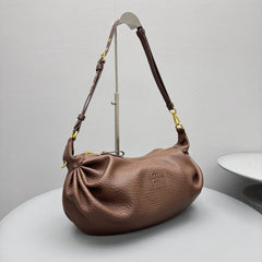MiuMiu Brown Saccanappa Leather Clutch With Gold Hardware Crossbody Bag Black Elegant Casual Zipper Bags #84228A