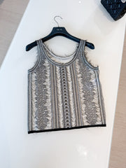 Dior Women's Summer Lace Knit Stretch Hollow-Out Solid Color Sleeveless Vest Ngvp #2397