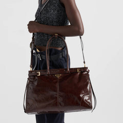 PRADA (42CM) LusGolf Oiled Leather 1BA439 Extra Large Portable Crossbody Bags Shoulder Bag Handbag #194092