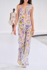 Zimmermann Women's Summer Floral Pattern Printed Three-dimensional Feather V-neck Strapless Dress #77984