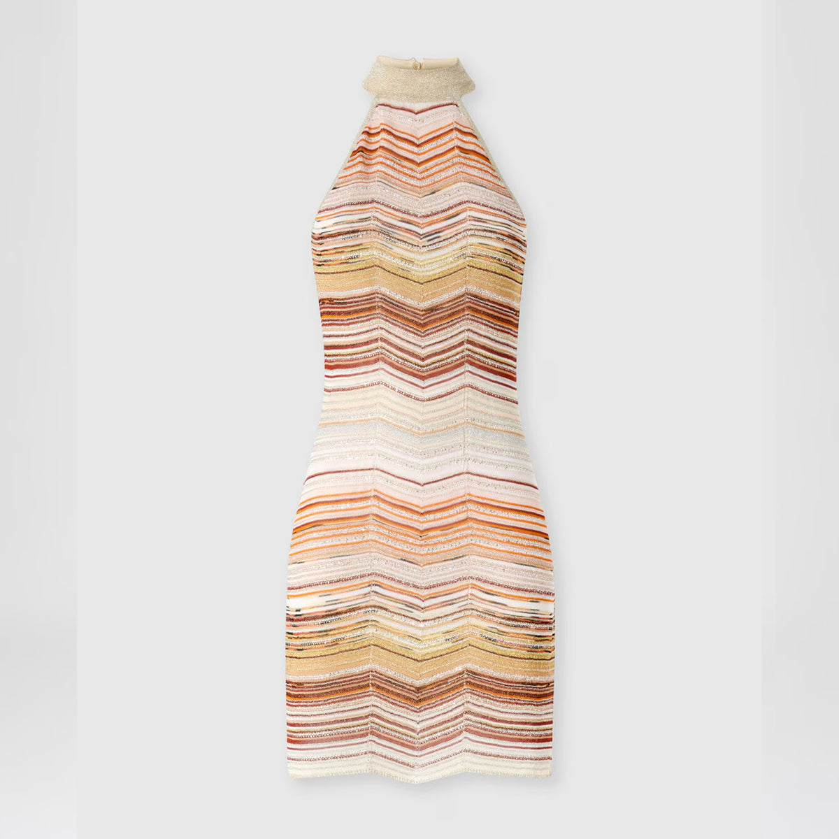 Missoni Women's Spring/summer Fashion Colorful Striped Gold Knit Dress Collision Sleeveless Mini Dresses Ngvp #1757