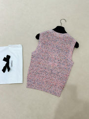 Chanel Women's High Street Summer Wool Round Neck Plain Sleeveless Pullover Knit Sweater Vest Ngvp #2131