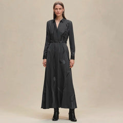 Hermes Women's Lady Palefroi Remix Patterned Fixed Print 100% Twill Silk Extra-Long Dress #194554