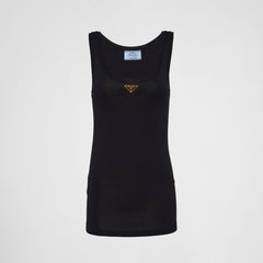 Prada Women's Summer Solid Color Logo Crew Neck Cotton Vest Top #76534
