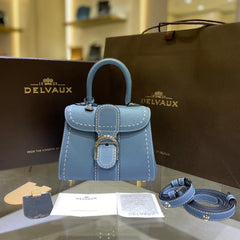 Delvaux Women's Outside Stitching Solid Color Calfskin Handheld Slanting Shoulder Bag Bag #75294
