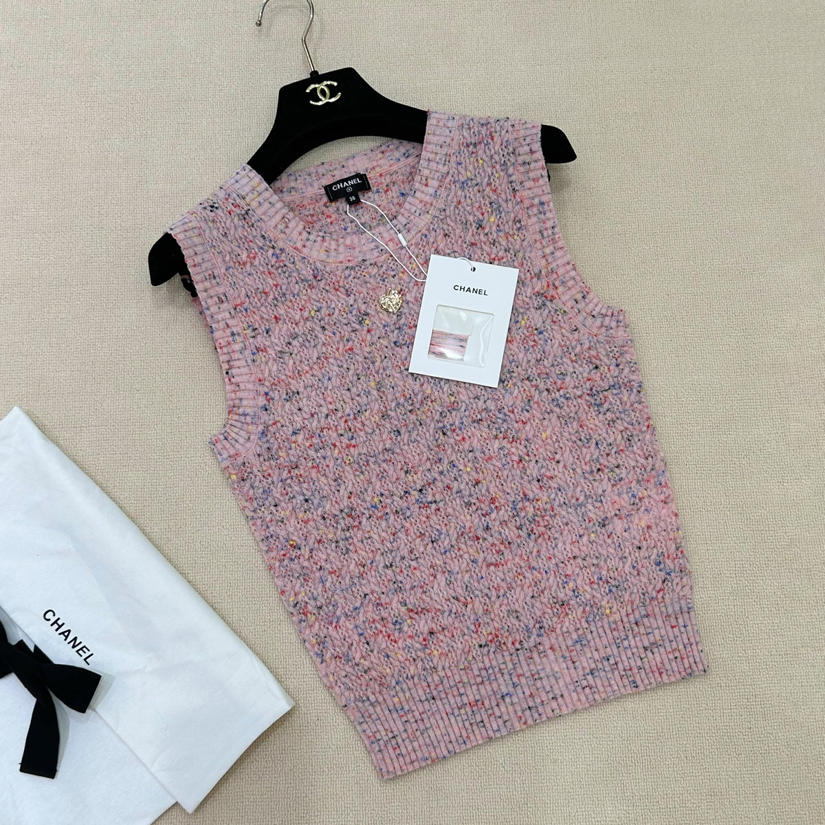 Chanel Women's High Street Summer Wool Round Neck Plain Sleeveless Pullover Knit Sweater Vest Ngvp #2131