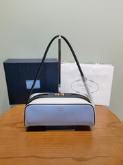 Prada Swing Women's Solid Color Letter Logo Zipper Closure Calfskin Handbag Shoulder Bag Bags #77148