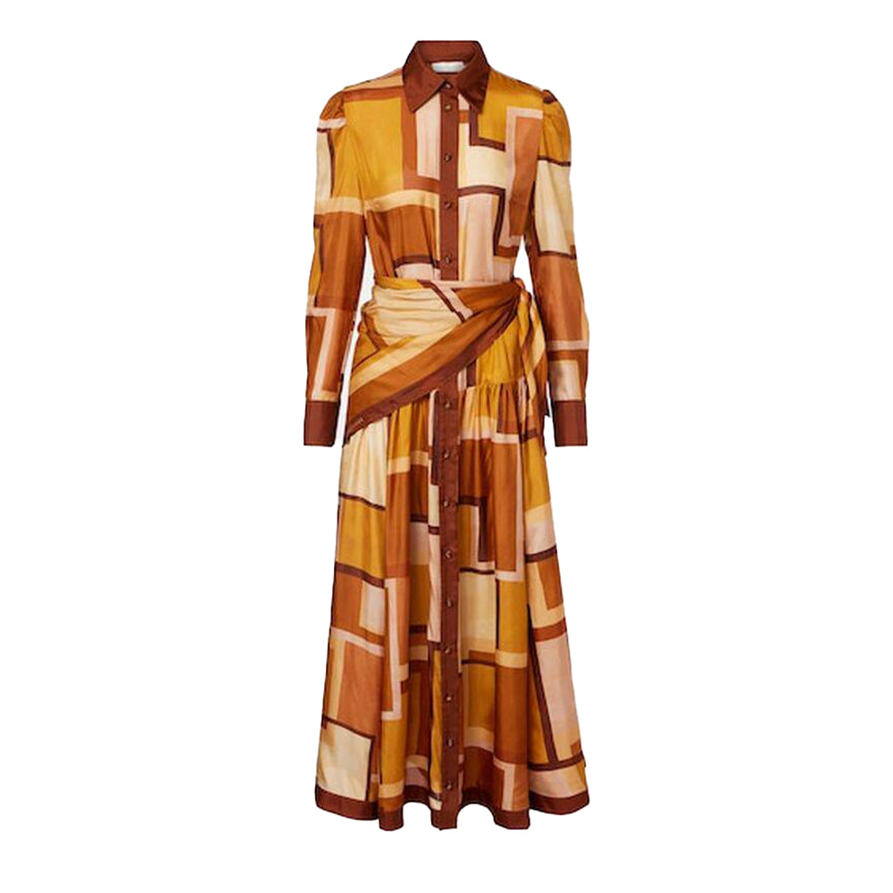 Zimmermann Women's Spring/summer Como Printed Shirt Dress With Tie-sash Stylish And Elegant Dress Lady Dresses #196842