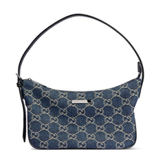 Gucci Lady Lunetta Collection Small Shoulder Bag Deep Blue Gg Denim Sand Brown And Dark Brown Classic Elegant And Stylish Shoulder Bag Bags 874743FAF7X2543 #84293A