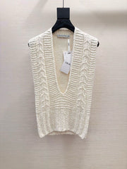 Dior Women's Summer Solid Color Slim V-Neck Pullover Knit Vest Top #73794