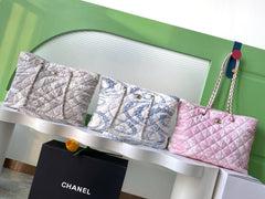 Chanel Women's Solid Color Chain Cherry Blossom Print Cotton Shoulder Bag Bags #77446