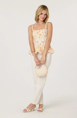 Floral Bubble Hem Peplum Top