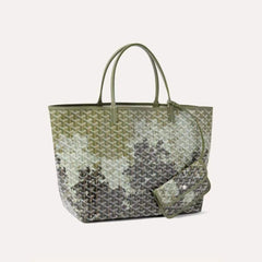 Goyard 170th Anniversary Special Limited Edition Three-tone Forest Green Saint Louis Large Tote Bag (canvas & Chevroches Calfskin) Bag Bags #196798
