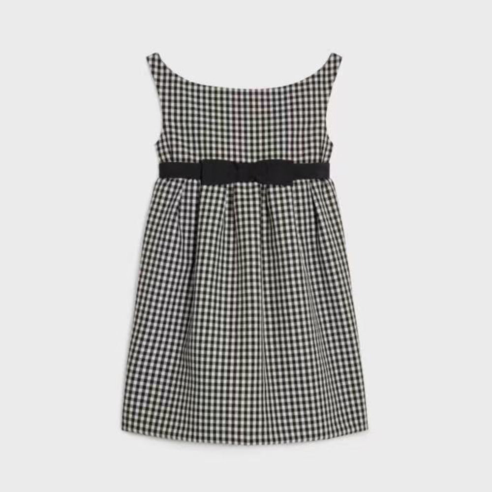 Celine Babydoll-style Dress Checkered Dress. Women's Spring/Summer Fashion Elegant Mini Tank Dresses Lady #195740
