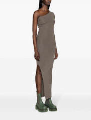Rick Owens Women's Summer Slant Shoulder Slim Wool Side Slit Sleeveless Solid Color Dresses #81161