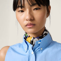 MiuMiu 26Ss Early Spring New Arrival Letter Embroidered Sleeveless Tie-Front Shirt Women's Summer Fashionable Trendy Shirt Top Tank Top Lady Vest #195619