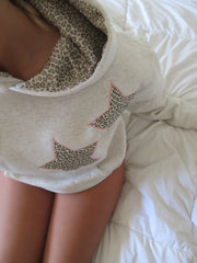 Leopard Hoodie in Heather Grey