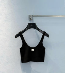 Celine Triomphe Women's Knit Tank Top Classic Black And White Spring/summer Fashion Tank Top Lady Vest #196636