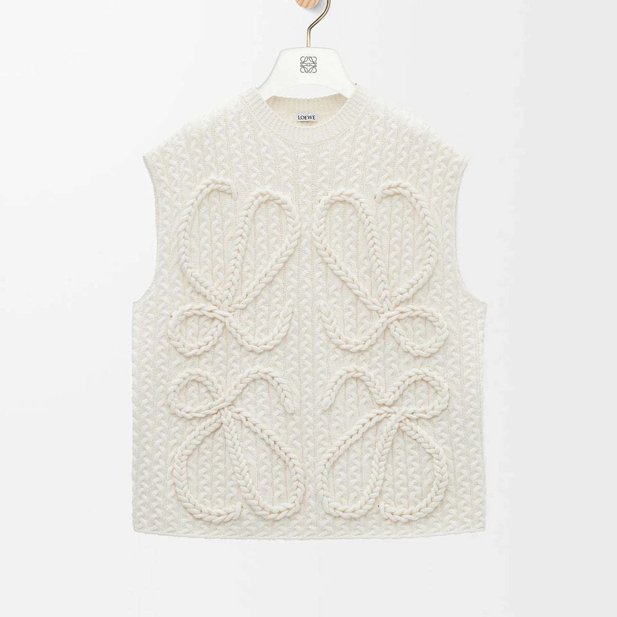 Loewe Women's High-Street Crew Neck Sleeveless Wool Vest Spring/Fall Logo Knit Sweater #81567