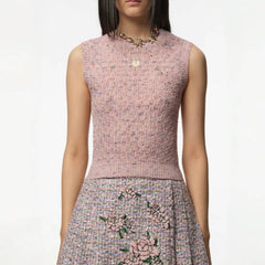 Chanel Women's High Street Summer Wool Round Neck Plain Sleeveless Pullover Knit Sweater Vest Ngvp #2131