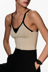 Chanel  26c Special Knit Black And White Color-blocked Tank Vest Women's Fashionable Refined And Elegant Sleeveless Top Lady #82884A