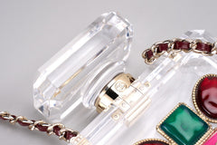Chanel Women's Solid Colour Glass Gemstone Embellished Transparent Acrylic Perfume Bottle Shoulder Bag Bags #77239
