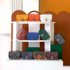 GOYARD Men's and Women's Old Flower Full Print Adjustable Shoulder Strap Canvas Patchwork Leather Flap Messenger Bag Shoulder Crossbody Bags #75318