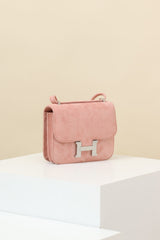 Hermes Women's Constance 19h Suede Flap Shoulder Bag With Silver And Gold Hardware Bag Bags #84116A