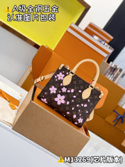 Louis Vuitton Lv X Tm Onthego Women's Brown Old Flower Full Printing Removable Adjustable Shoulder Strap Coated Canvas Splicing Cowhide Tote Bag Shopping Bags Shoulder Crossbody Handbags #76637