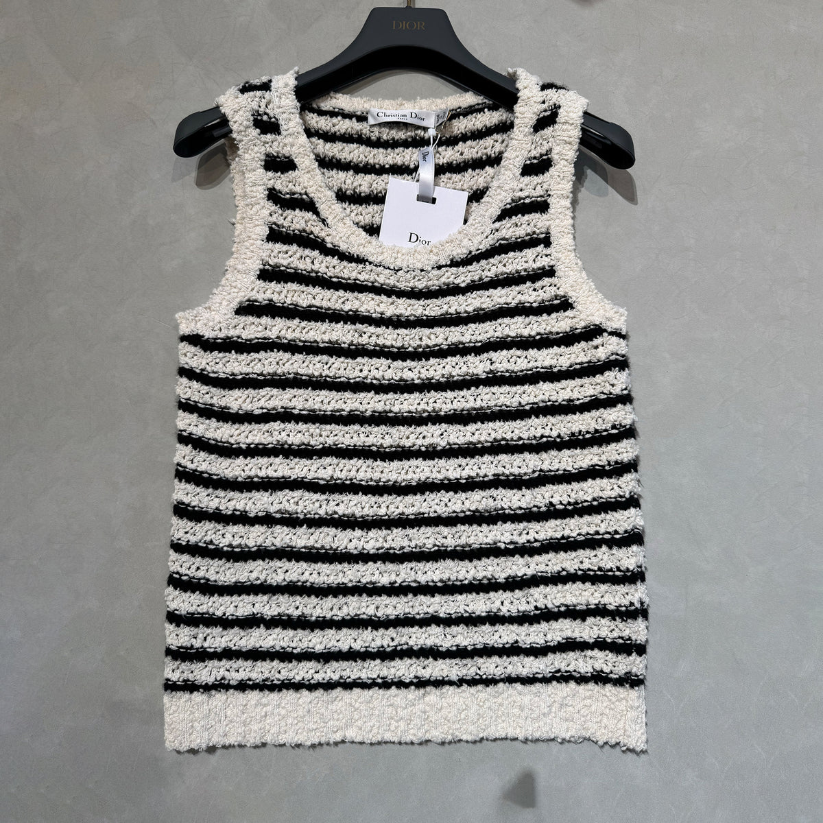 Dior Women's Summer Wool-Blend Striped Crew Neck Multicolor Sleeveless Knit Vest Ngvp #2354