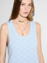 Gucci Women's Summer Logo Print Wool Round Neck Strapless Dress #77429